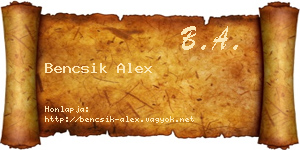 Bencsik Alex névjegykártya